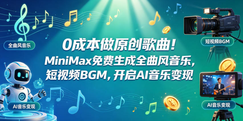 0成本做原创歌曲！MiniMax免费生成全曲风音乐，短视频BGM，开启AI音乐变现-易创网
