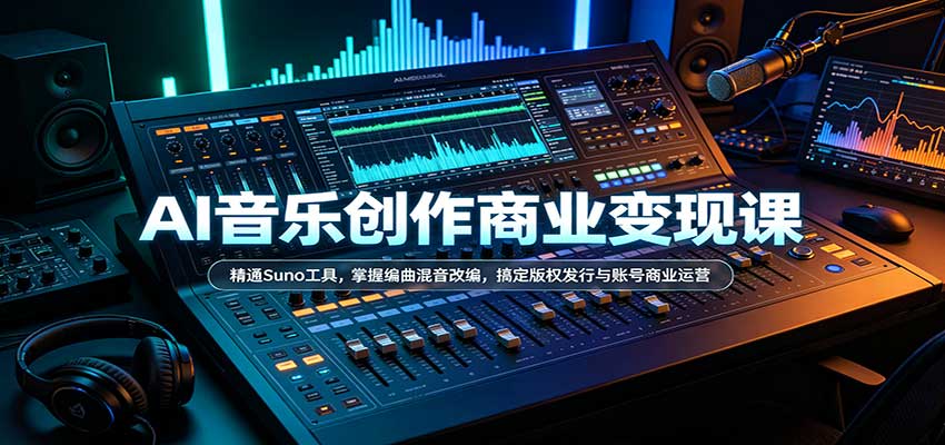 AI音乐创作商业变现课：精通Suno工具，掌握编曲混音改编，搞定版权发行与账号商业运营-易创网