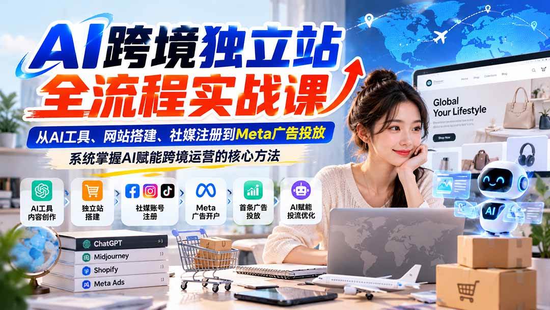 （21056期）AI跨境独立站全流程实战课：从AI工具、网站搭建、社媒注册到Meta广告投放，系统掌握AI赋能跨境运营的核心方法-易创网