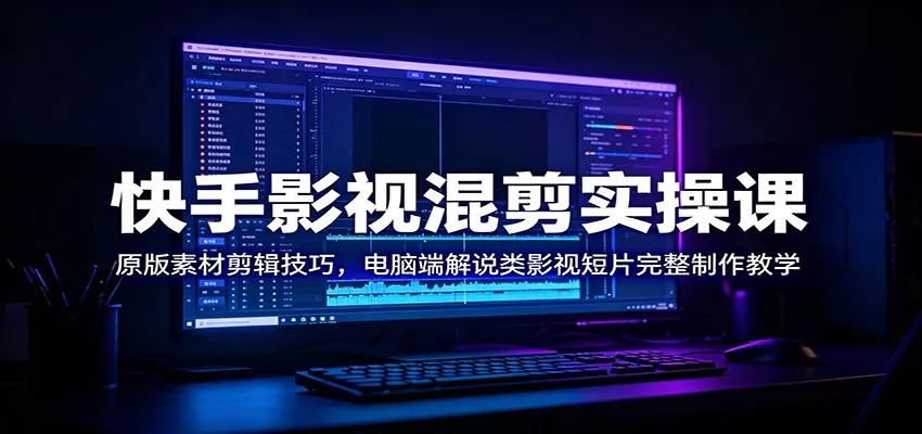 快手影视混剪实操课：原版素材剪辑技巧，电脑端解说类影视短片完整制作教学-易创网
