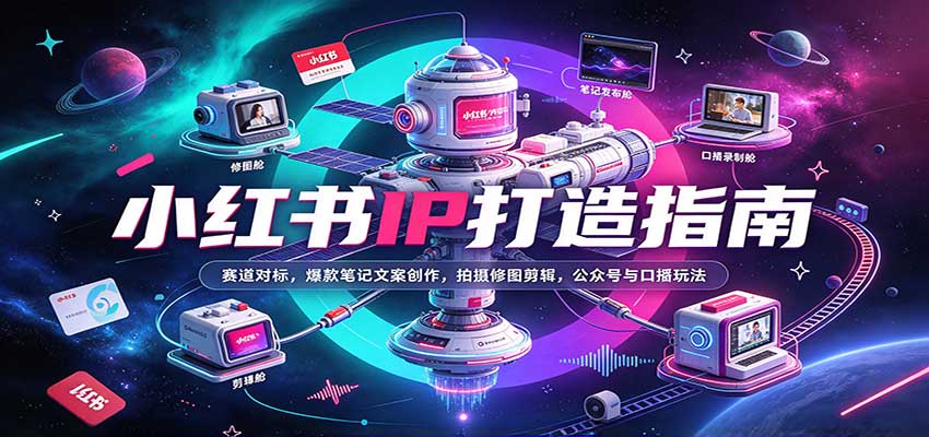 小红书IP打造指南：赛道对标，爆款笔记文案创作，拍摄修图剪辑，公众号与口播玩法-易创网