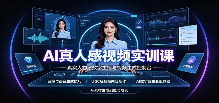 AI真人感视频实训课：图像语音生成，UGC内容制作，AI数字博主变现教程-易创网