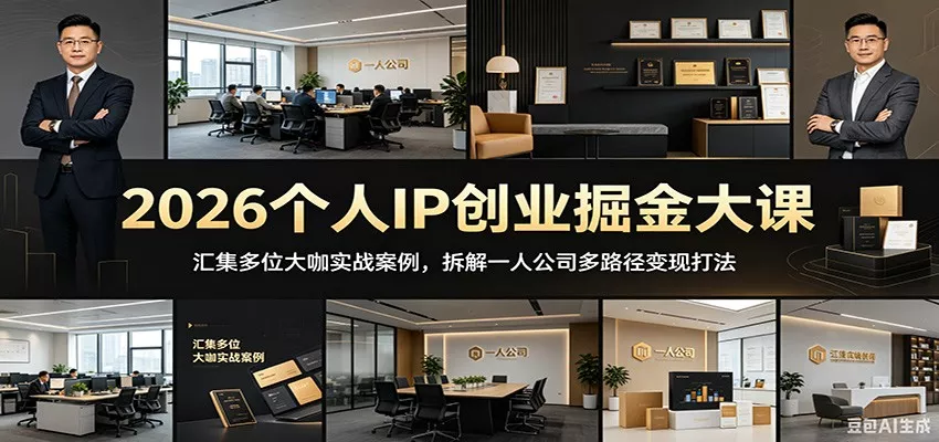 2026个人IP创业掘金大课：汇集多位大咖实战案例，拆解一人公司多路径变现打法-易创网