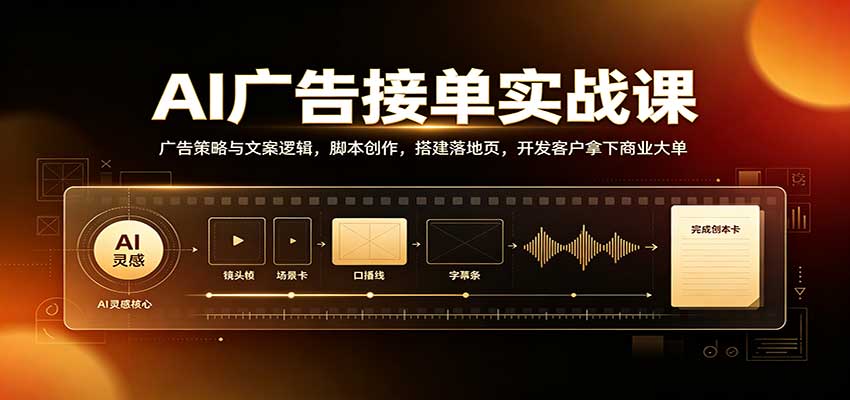 AI广告接单实战：广告策略与文案逻辑，脚本创作，搭建落地页，开发客户拿下商业大单-易创网