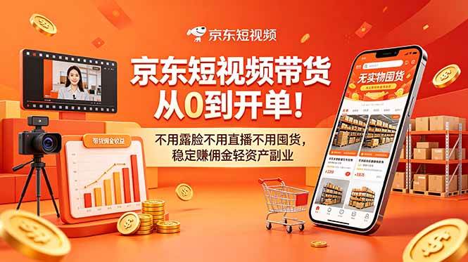 （18895期）京东短视频带货从0到开单！不用露脸不用直播不用囤货，稳定赚佣金轻资产副业-易创网