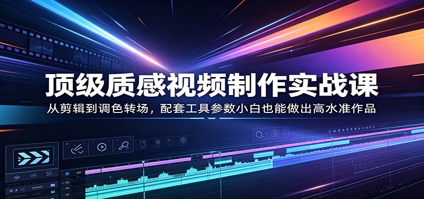 顶级质感视频制作实战课：从剪辑到调色转场，配套工具参数小白也能做出高水准作品-易创网