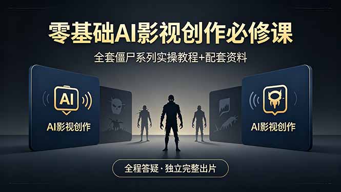 零基础AI影视创作必修课，全套僵尸系列实操教程加配套资料，全程答疑带你独立完整出片-易创网