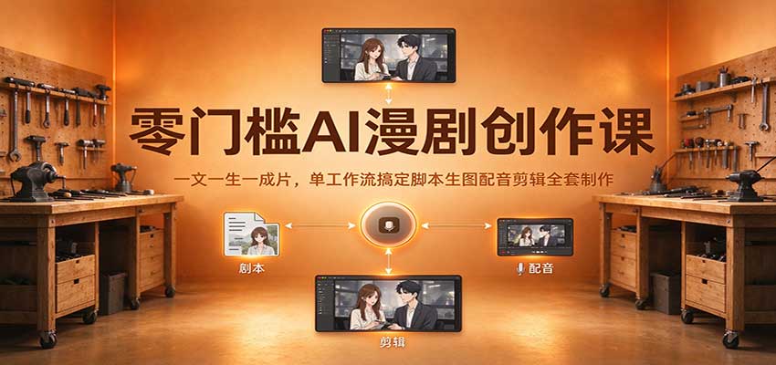 零门槛AI漫剧创作课：一文一生一成片，单工作流搞定脚本生图配音剪辑全套制作-易创网