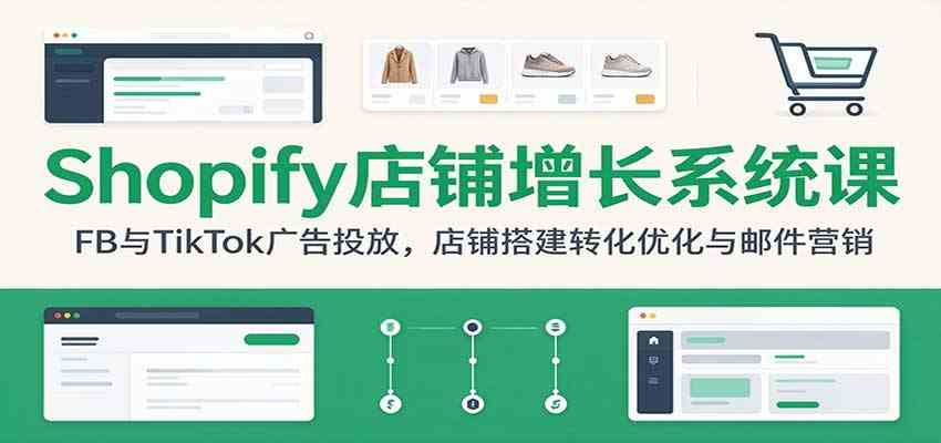 Shopify店铺增长系统课：FB与TikTok广告投放，店铺搭建转化优化与邮件营销-易创网