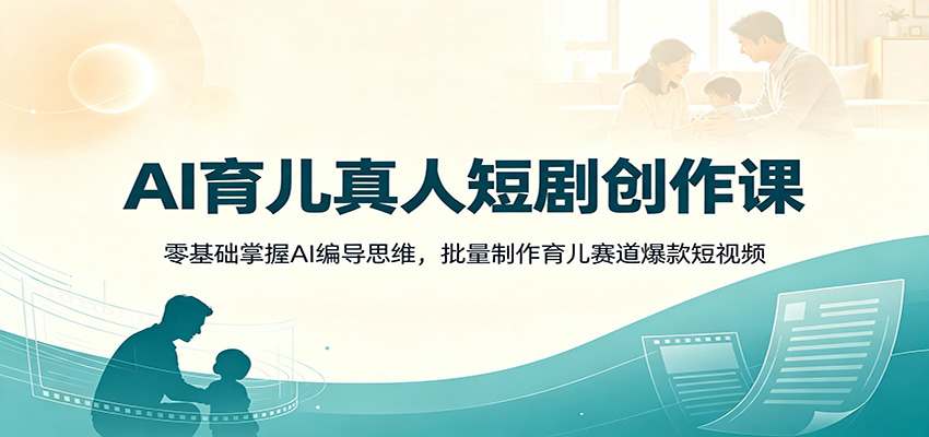 AI育儿真人短剧创作课：零基础掌握AI编导思维，批量制作育儿赛道爆款短视频-易创网