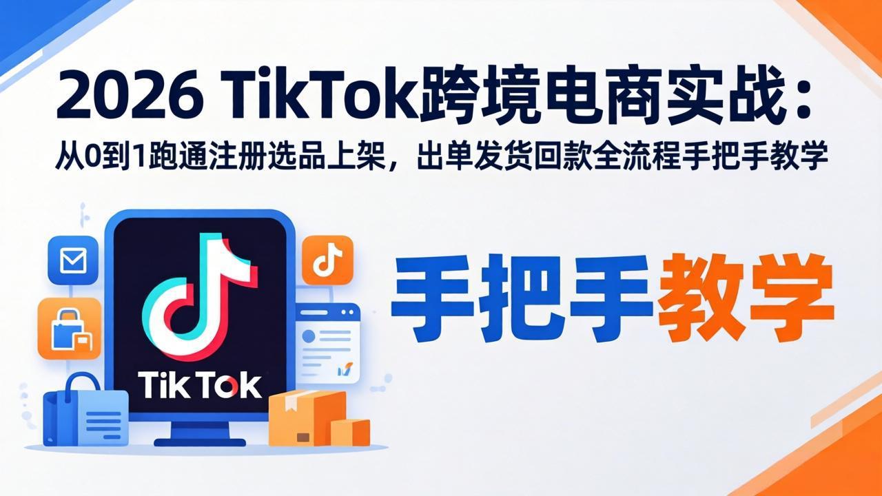 2026TikTok跨境电商实战：从0到1跑通注册选品上架，出单发货回款全流程手把手教学-易创网
