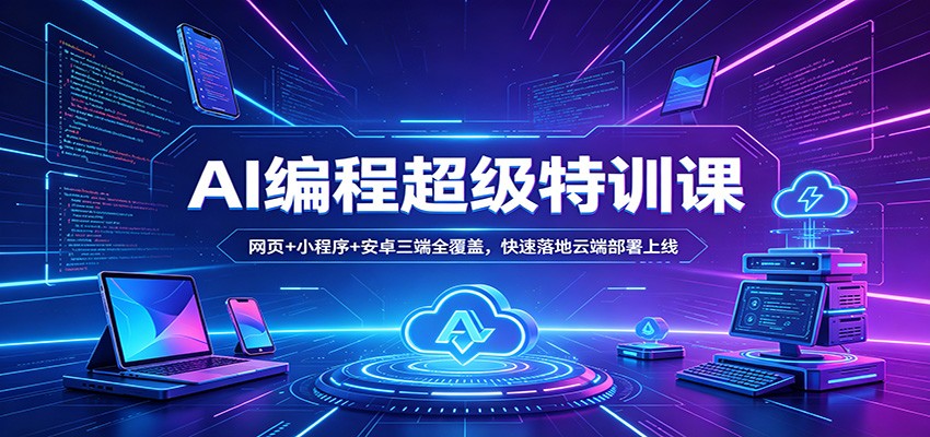 AI编程超级特训课：网页+小程序+安卓三端全覆盖，快速落地云端部署上线-易创网