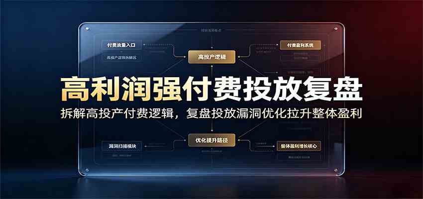 高利润强付费投放复盘：拆解高投产付费逻辑，复盘投放漏洞优化拉升整体盈利-易创网