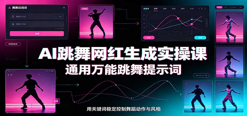 AI跳舞网红生成实操课：通用万能跳舞提示词，多模型适配，人物舞蹈视频制作全套教学-易创网