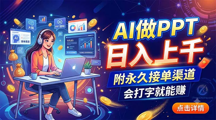 AI做PPT日入上千，附永久接单渠道，会打字就能赚-易创网