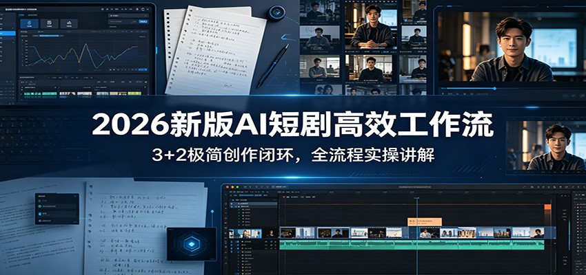 2026新版AI短剧高效工作流：3+2极简创作闭环，全流程实操讲解-易创网