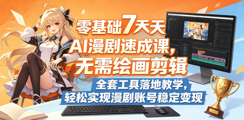 零基础7天AI漫剧速成课，无需绘画剪辑，全套工具落地教学，轻松实现漫剧账号稳定变现-易创网