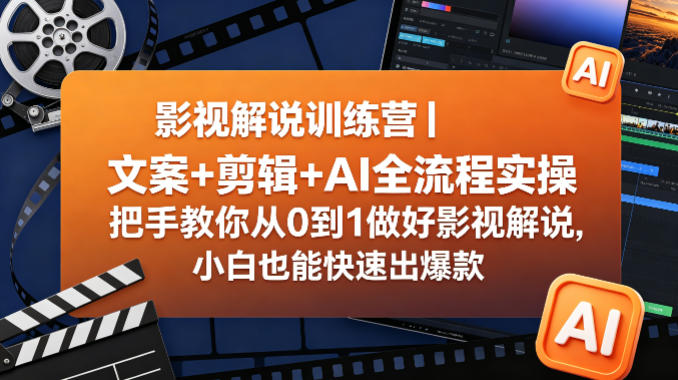 影视解说训练营｜文案+剪辑+AI全流程实操，把手教你从0到1做好影视解说，小白也能快速出爆款-易创网