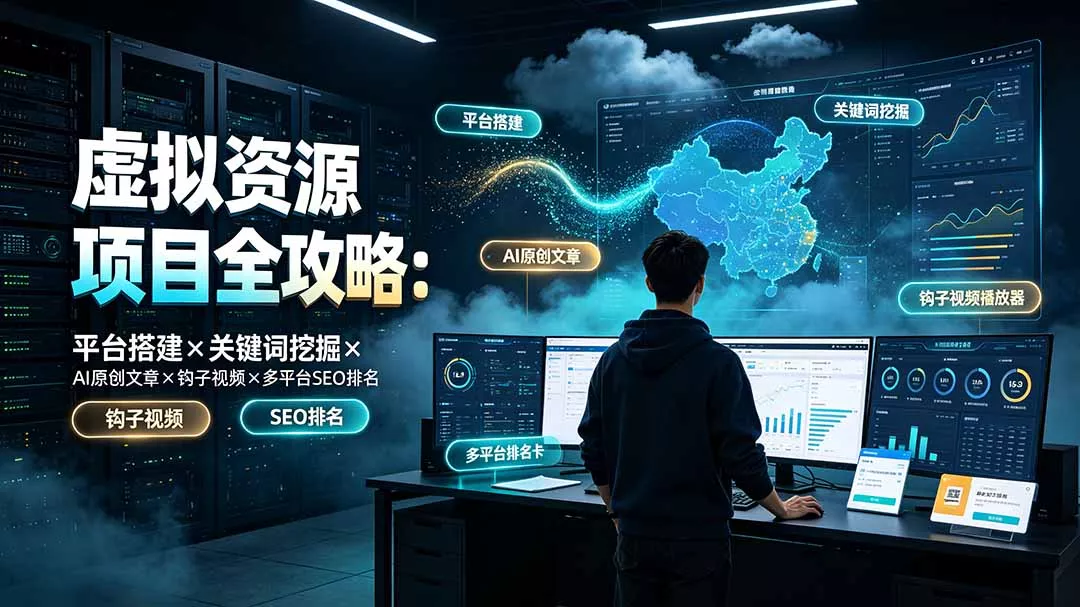 虚拟资源项目全攻略：平台搭建×关键词挖掘×AI原创文章×钩子视频×多平台SEO排名-易创网