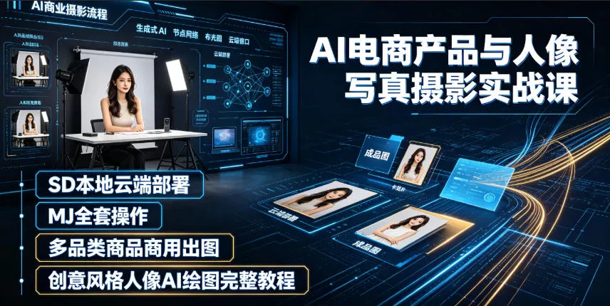 AI电商产品与人像写真摄影实战课｜SD本地云端部署、MJ全套操作、多品类商品商用出图、创意风格人像AI绘图完整教程-易创网