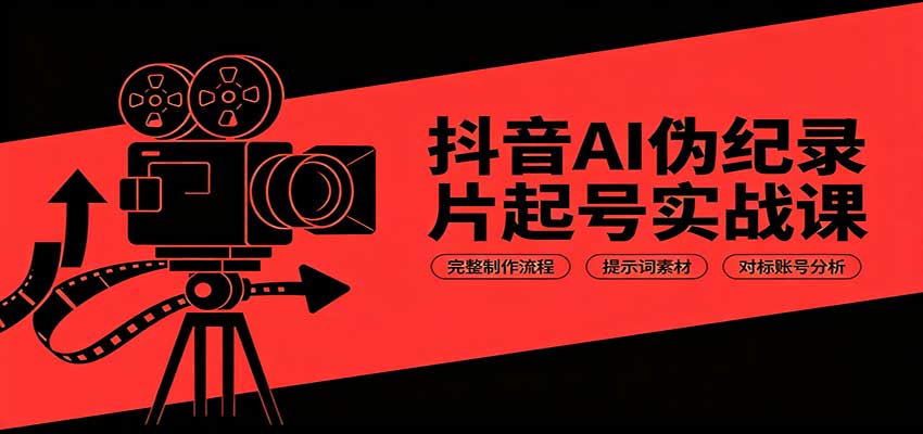 抖音AI伪纪录片起号实战课：完整制作流程，提示词素材，对标账号分析-易创网