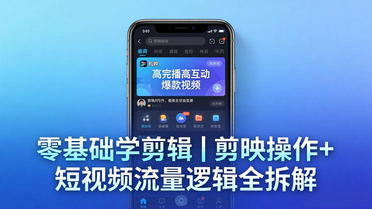 【零基础学剪辑】剪映操作+短视频流量逻辑全拆解｜手把手教你剪出高完播高互动爆款视频-易创网