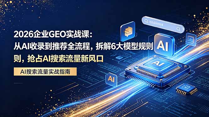 2026 企业GEO实战课：从AI收录到推荐全流程，拆解6大模型规则，抢占 AI 搜索流量新风口-易创网