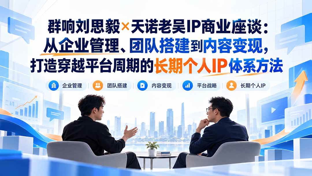 （20771期）群响刘思毅×天诺老吴IP商业座谈：从企业管理、团队搭建到内容变现，打造穿越平台周期的长期个人IP体系方法-易创网