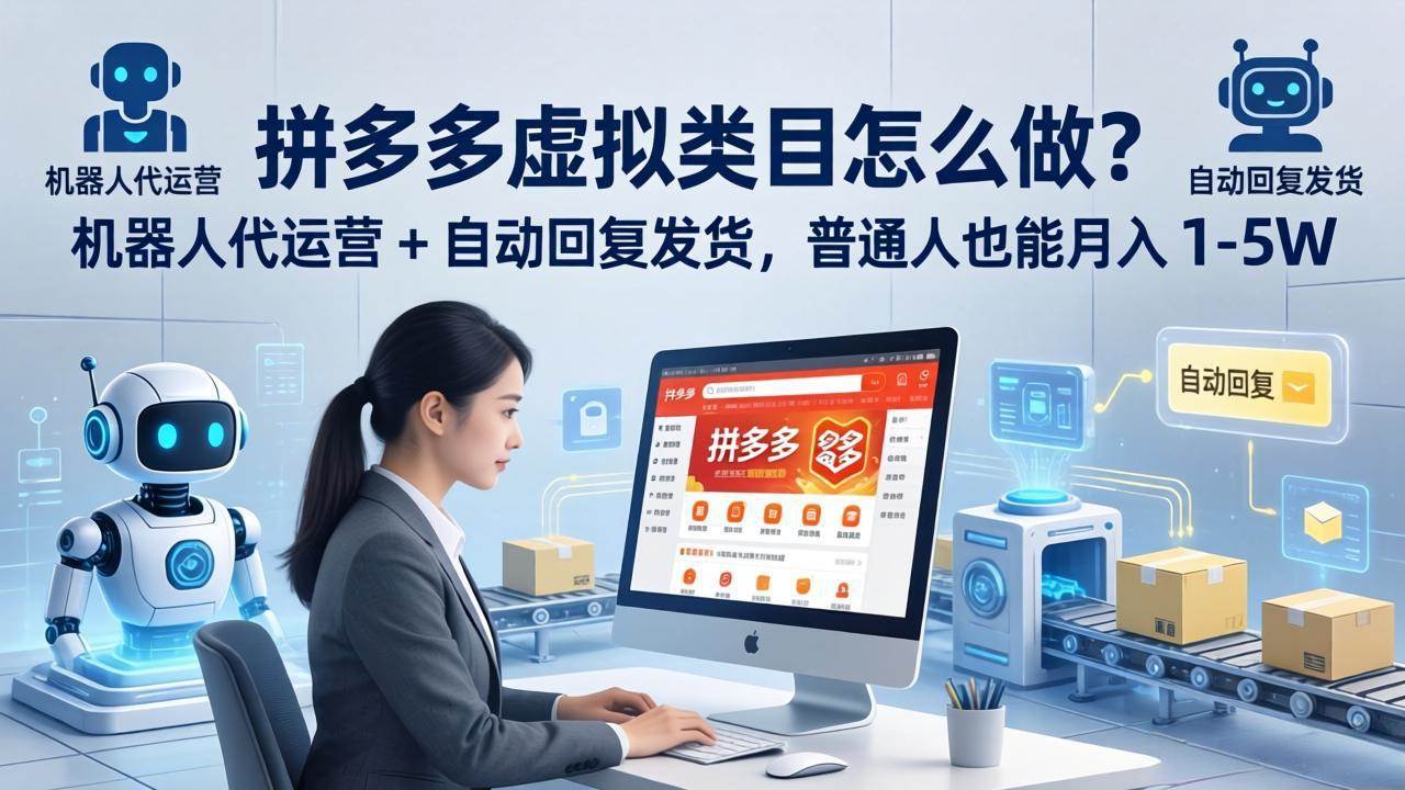 （18111期）拼多多虚拟类目怎么做？机器人代运营 + 自动回复发货，普通人也能月入 1-5W-易创网
