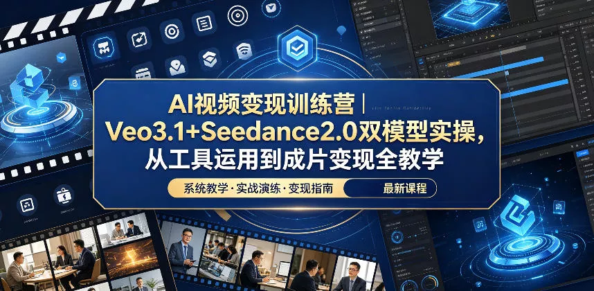 AI视频变现训练营｜Veo3.1+Seedance2.0双模型实操，从工具运用到成片变现全教学-易创网