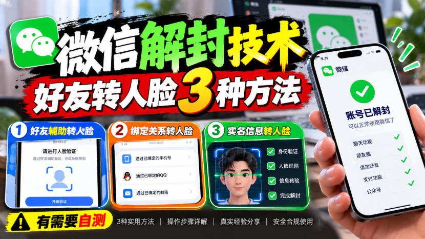 微信解封技术，好友转人脸3种方法，外来技术，有需要自测-易创网