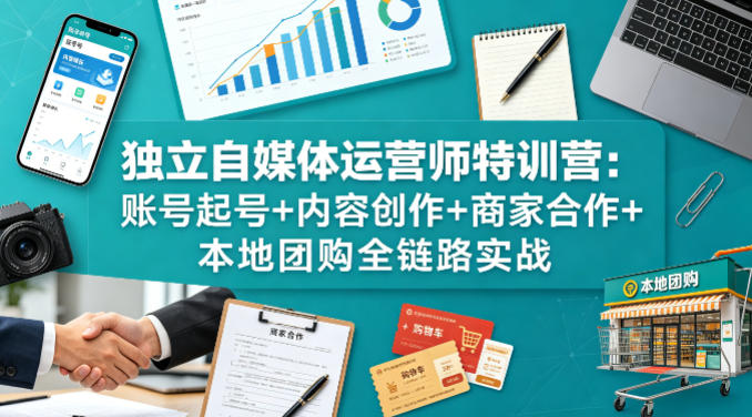 独立自媒体运营师特训营：账号起号+内容创作+商家合作+本地团购全链路实战-易创网
