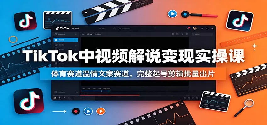 TikTok中视频解说变现实操课：体育赛道温情文案赛道，完整起号剪辑批量出片-易创网