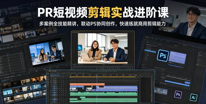 PR短视频剪辑实战进阶课，多案例全技能精讲，联动PS协同创作，快速练就商用剪辑能力-易创网