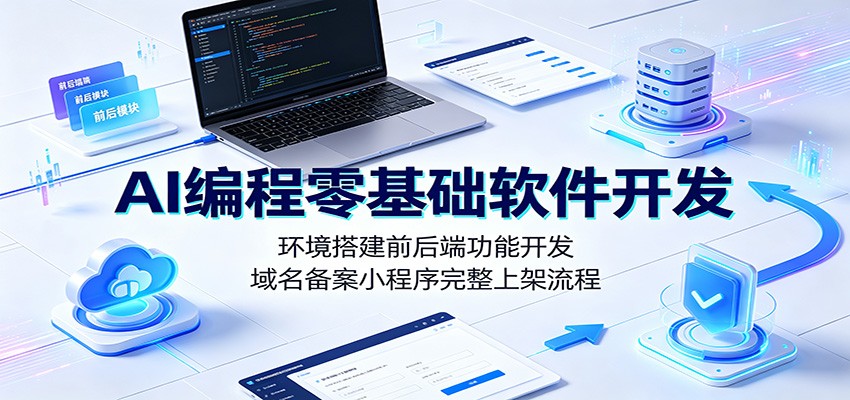 AI编程零基础软件开发：环境搭建前后端功能开发，域名备案小程序完整上架流程-易创网