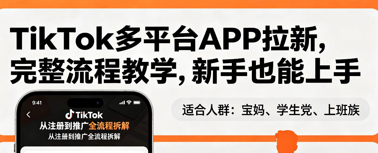 TikTok多平台APP拉新，完整流程教学，新手也能上手，轻松出海搞美金-易创网