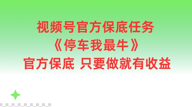 视频号官方保底任务，停车我最牛，官方保底只要做就有收益【揭秘】-云创网