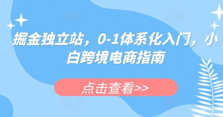 掘金独立站，0-1体系化入门，小白跨境电商指南-易创网