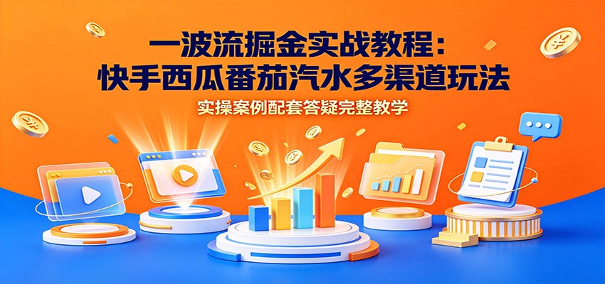 一波流掘金实战教程：快手西瓜番茄汽水多渠道玩法，实操案例配套答疑完整教学-易创网