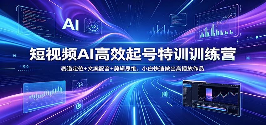 短视频AI高效起号特训训练营：赛道定位+文案配音+剪辑思维，小白快速做出高播放作品-易创网