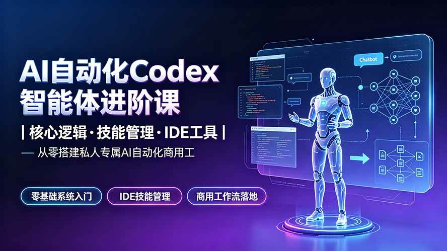 （19245期）AI自动化Codex智能体进阶课｜核心逻辑·技能管理·IDE工具｜从零搭建私人专属AI自动化商用工作流-易创网