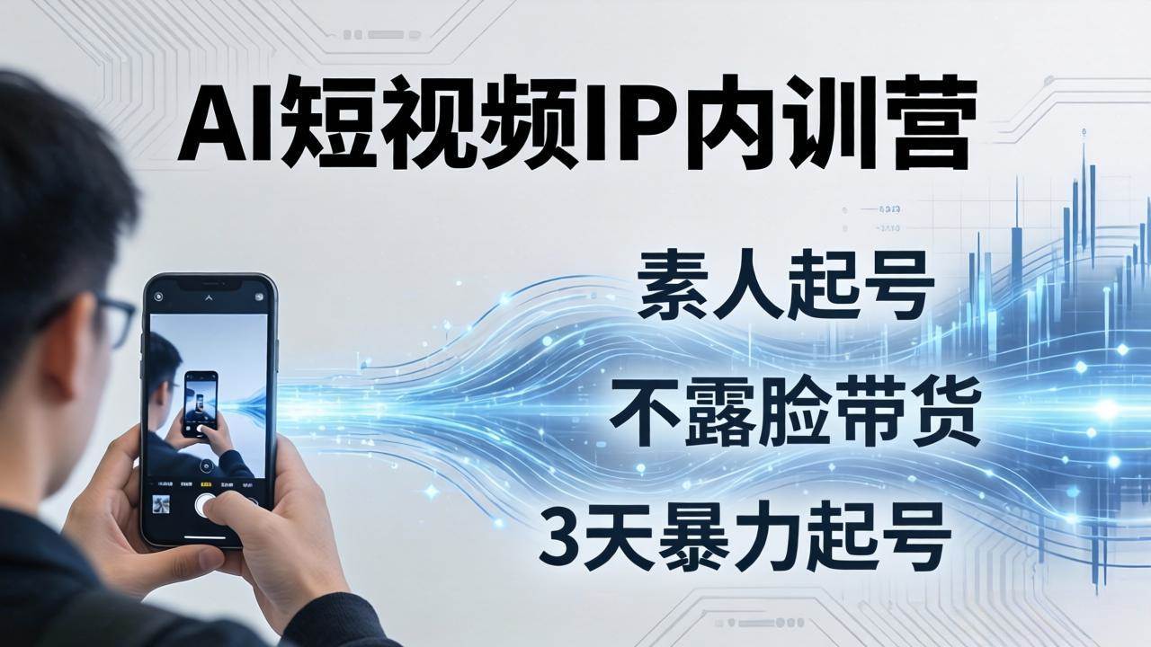 （17852期）2026AI短视频IP内训营：从素人起号到不露脸带货，3天暴力起号全流程拆解-易创网