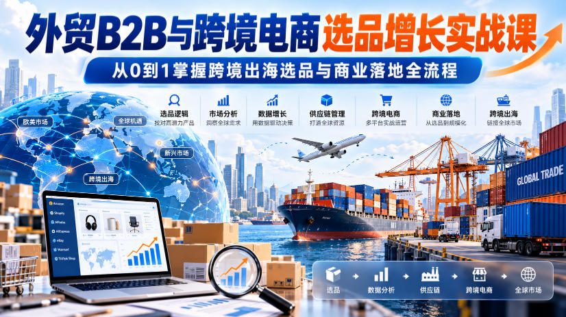 外贸B2B与跨境电商选品增长实战课，从0到1掌握跨境出海选品与商业落地全流程-易创网