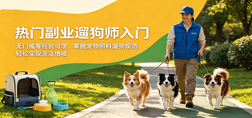 热门副业遛狗师入门，无门槛零经验可学，掌握宠物照料遛狗规范，轻松实现灵活增收-易创网