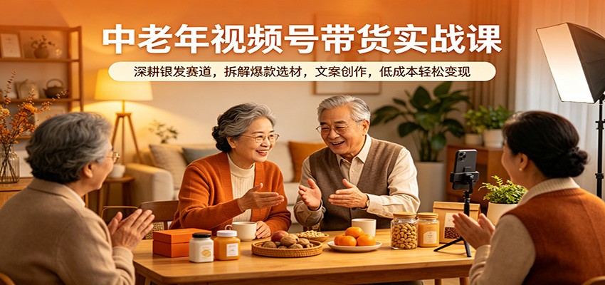 中老年视频号带货实战课：深耕银发赛道，拆解爆款选材，文案创作，低成本轻松变现-易创网