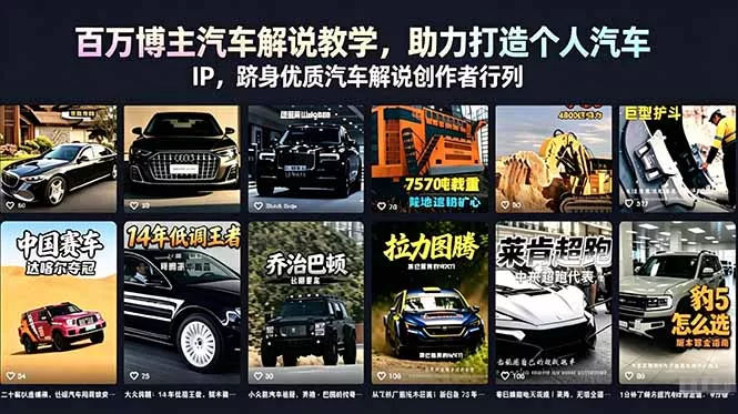 百万博主汽车解说教学，助力打造个人汽车 IP，跻身优质汽车解说创作者行列-易创网