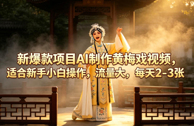 新爆款项目AI制作黄梅戏视频，适合新手小白操作，流量大，每天2-3张-易创网