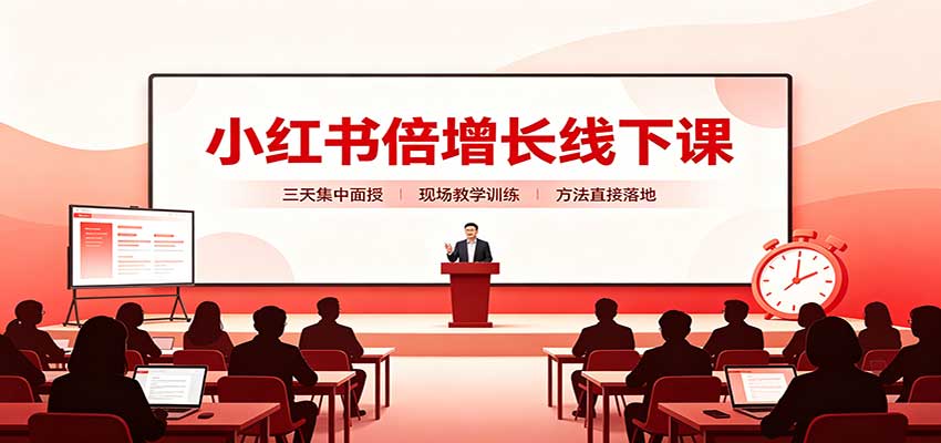 小红书倍增长线下课：三天集中面授，拆解选品、素材制作与起号全链路-易创网