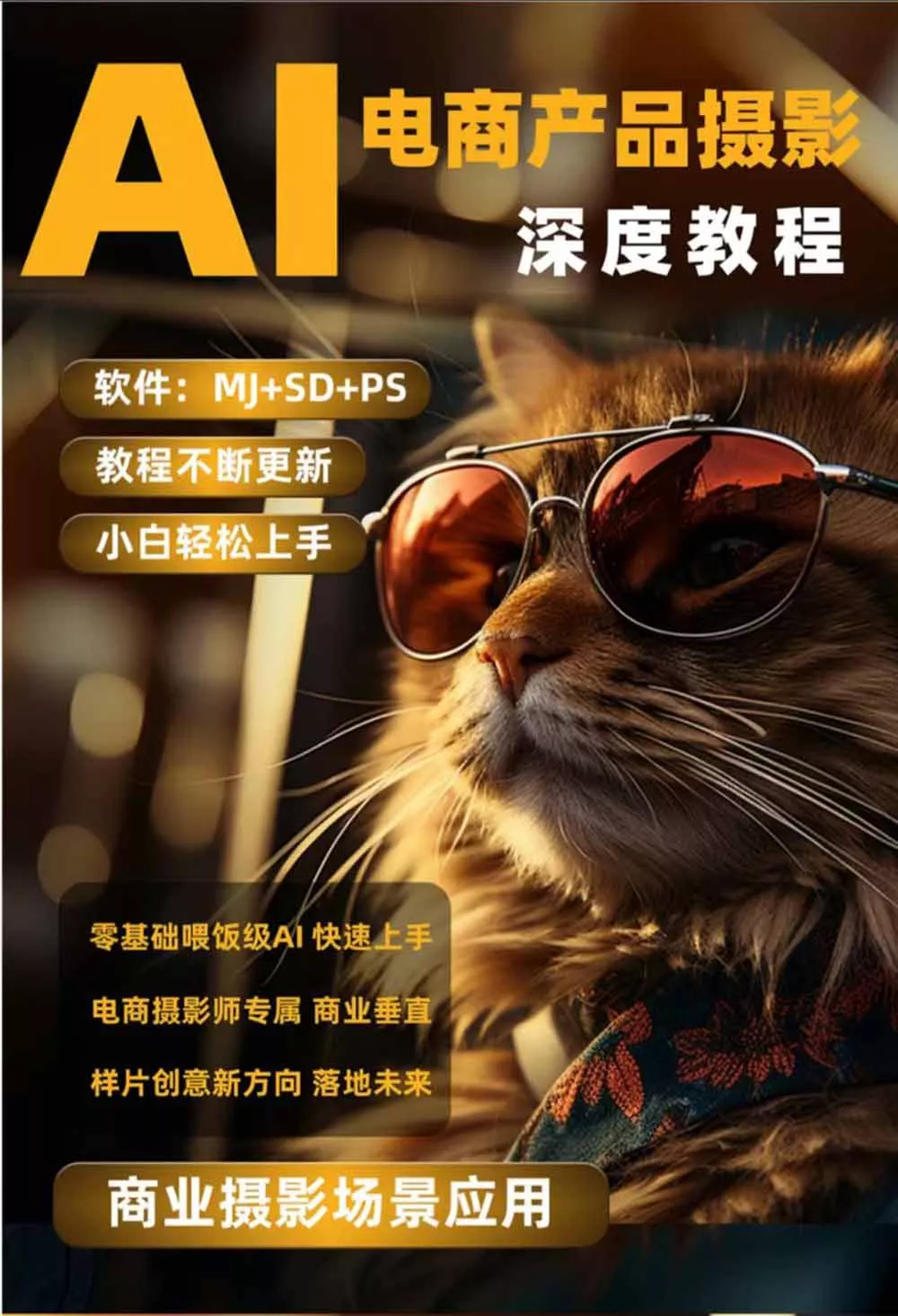 AI电商人像摄影实战课·SD多端部署｜MJ完整教学｜家电护肤家具商品图人像写真全案例-易创网
