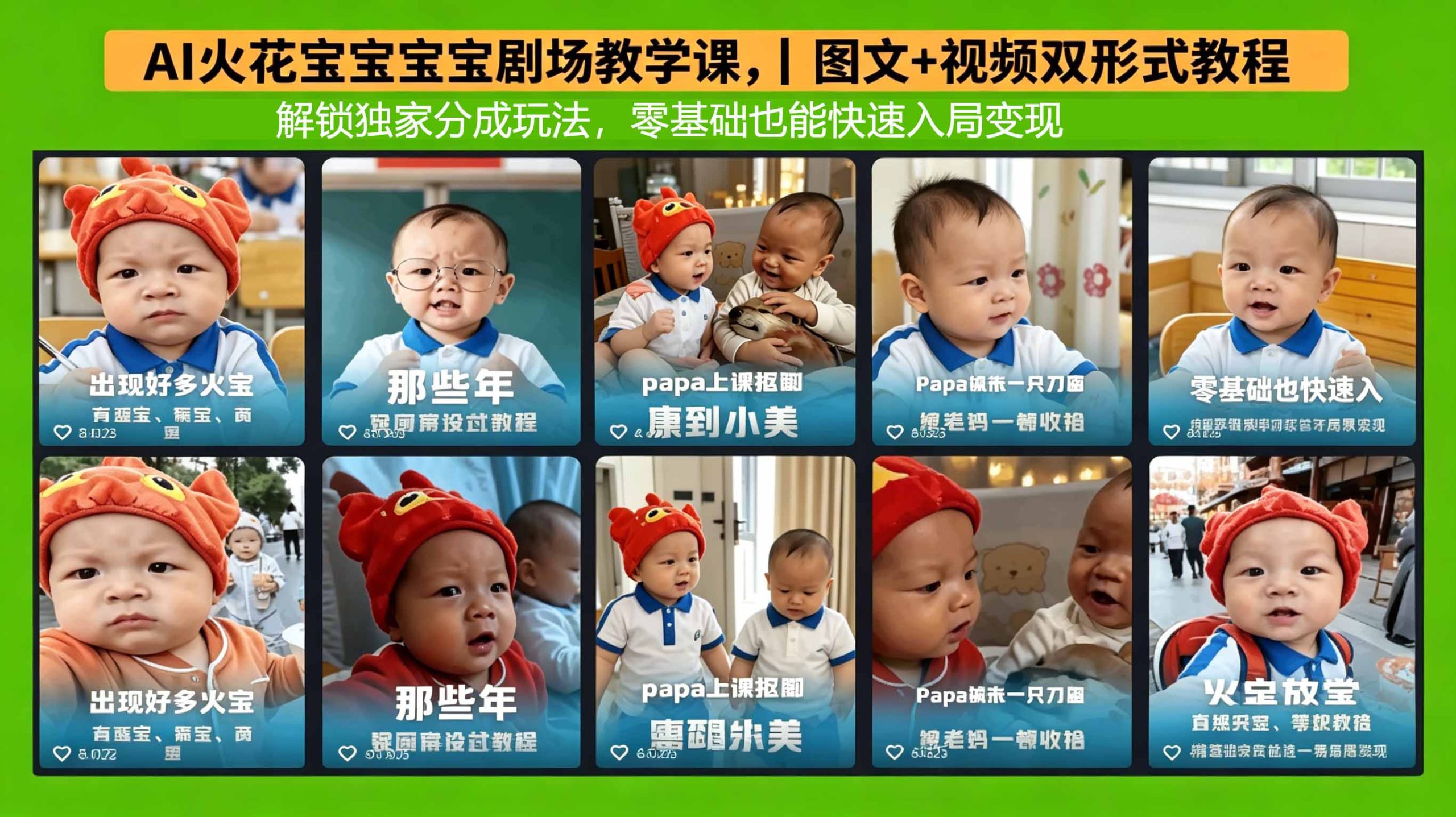 AI火花宝宝宝宝剧场教学课，图文+视频双形式教程，解锁独家分成玩法，零基础也能快速入局变现-易创网